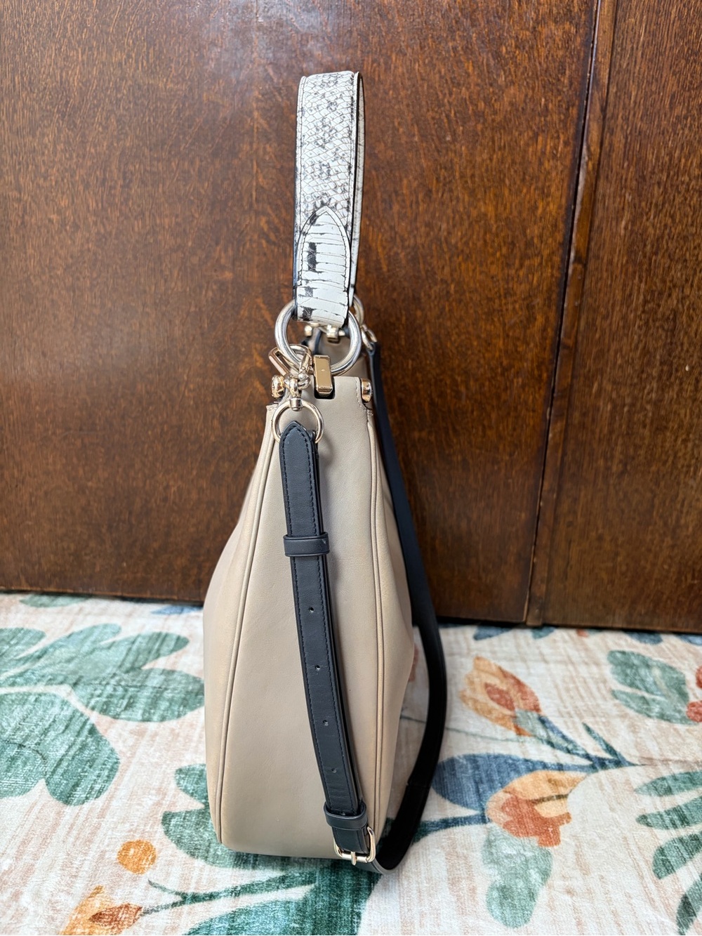 Coach NOMAD HOBO GLOVETANNED LEATHER
HANDBAG PURSE with Snake-Print Strap - Picture 8 of 14